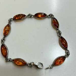 Vintage Baltic Amber sterling silver bracelet